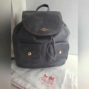 Coach Backpack Black Pebbled Leather w/ Dustbag Pennie #6145 EUC